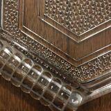 Old Art Deco glass presentation tray or dish with geometric patterns