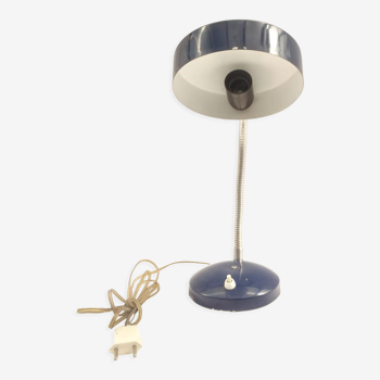 Lampe de bureau vintage en tôle peint bleu marine