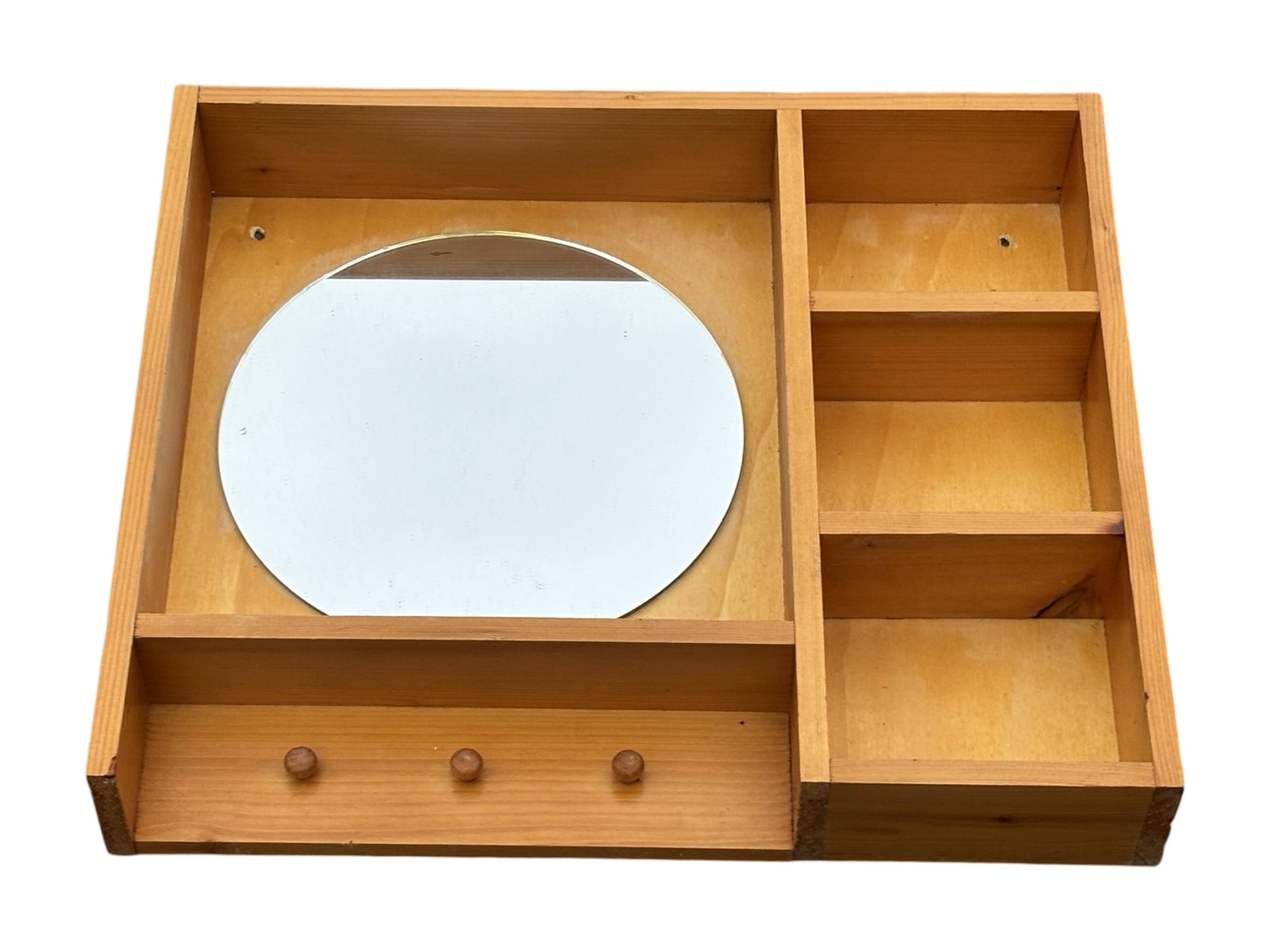 Porte-manteau console miroir en pin vintage au design minimaliste