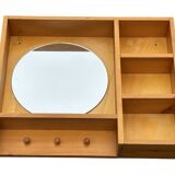 Porte-manteau console miroir en pin vintage au design minimaliste