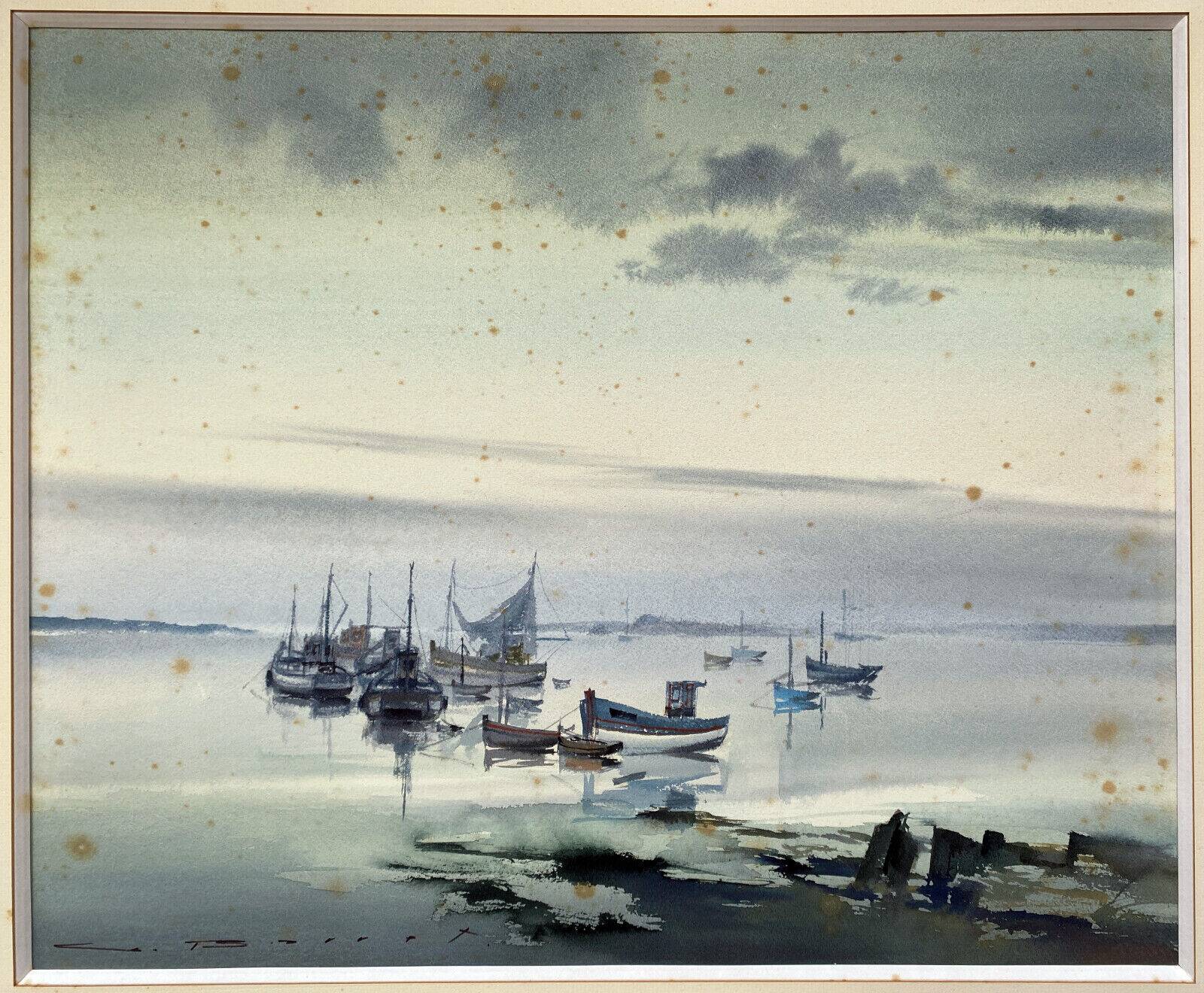 Watercolor Painting Gaston Barret (1910-1991) Marine Ar Harnog