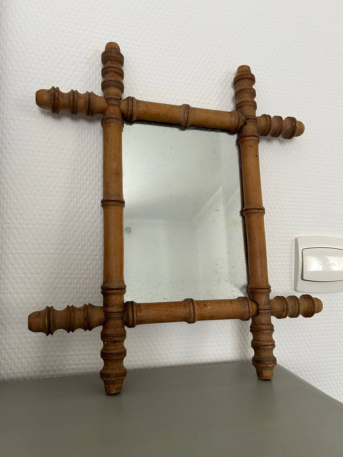 Turned wooden mirror