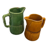 Old pitcher - vintage jug / ceramic slip Sarreguemines