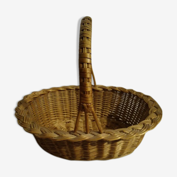 Panier osier vintage bord tressé