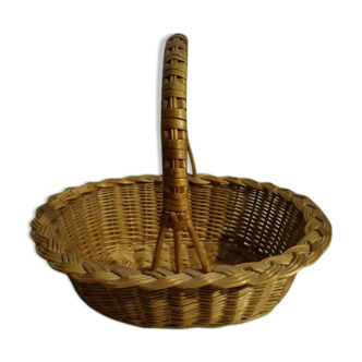 Vintage wicker basket braided edge