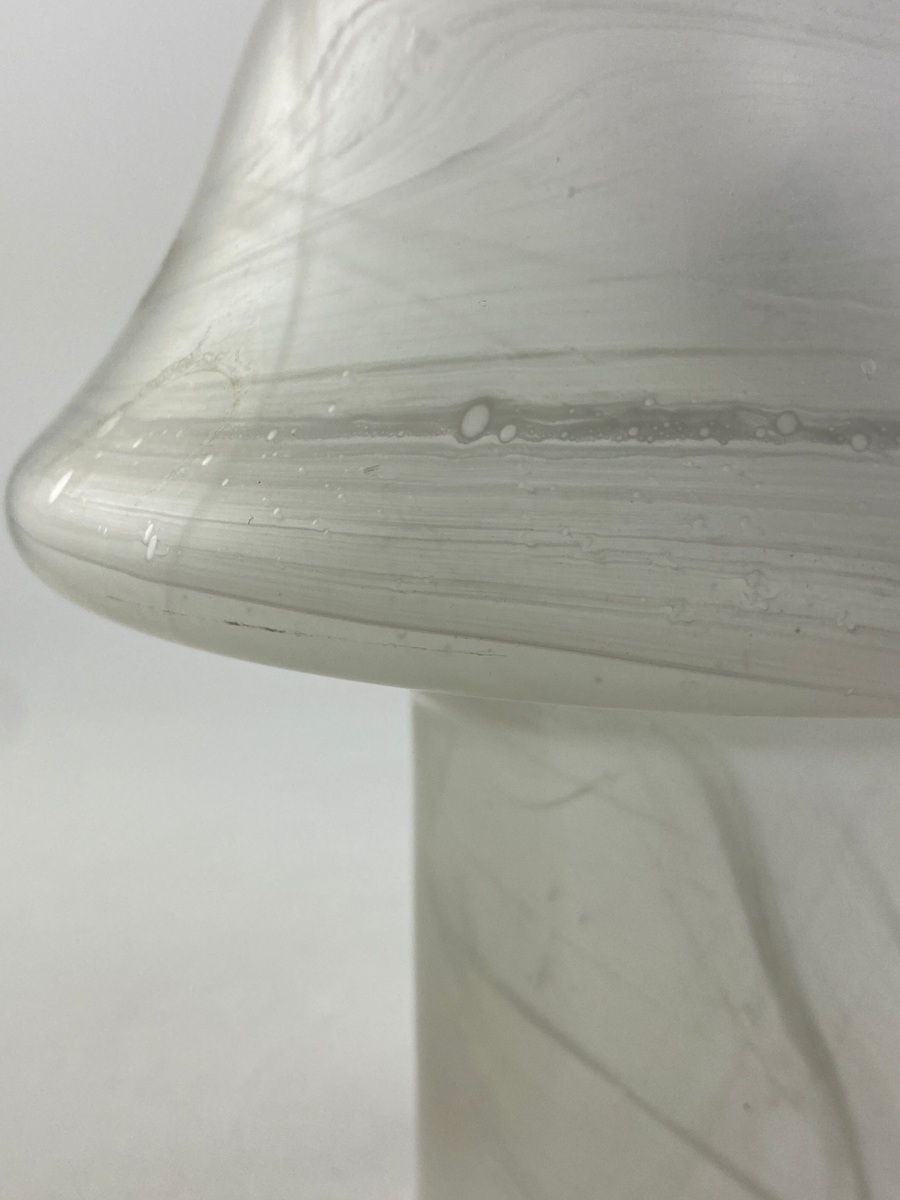 White clear glass peill and putzler mushroom table lamp