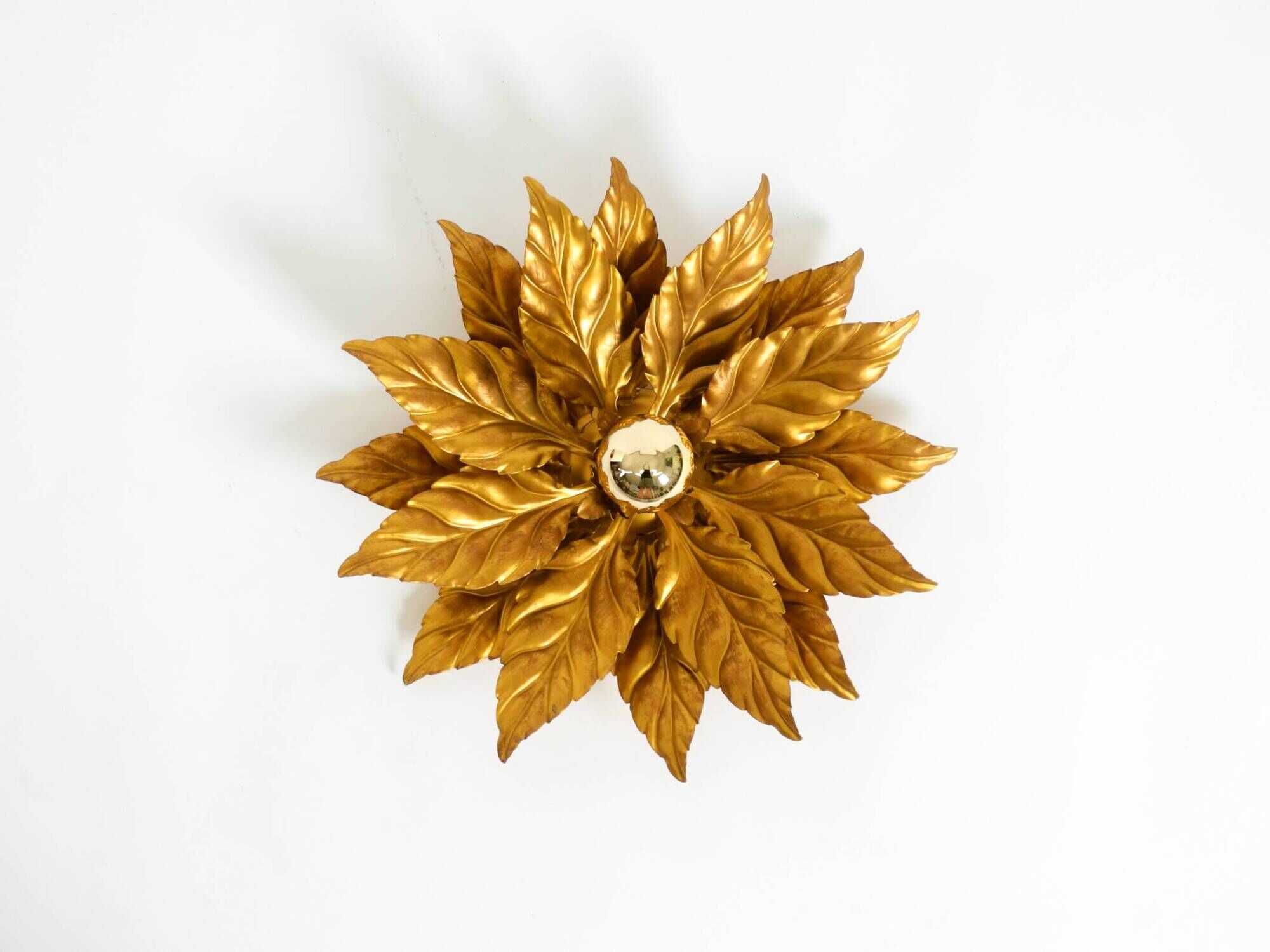 Rare large gold-plated Hans Kögl Florentine-style ceiling or wall lamp from