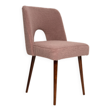 Mid-century pink boucle shell chair, Europe, 1960s