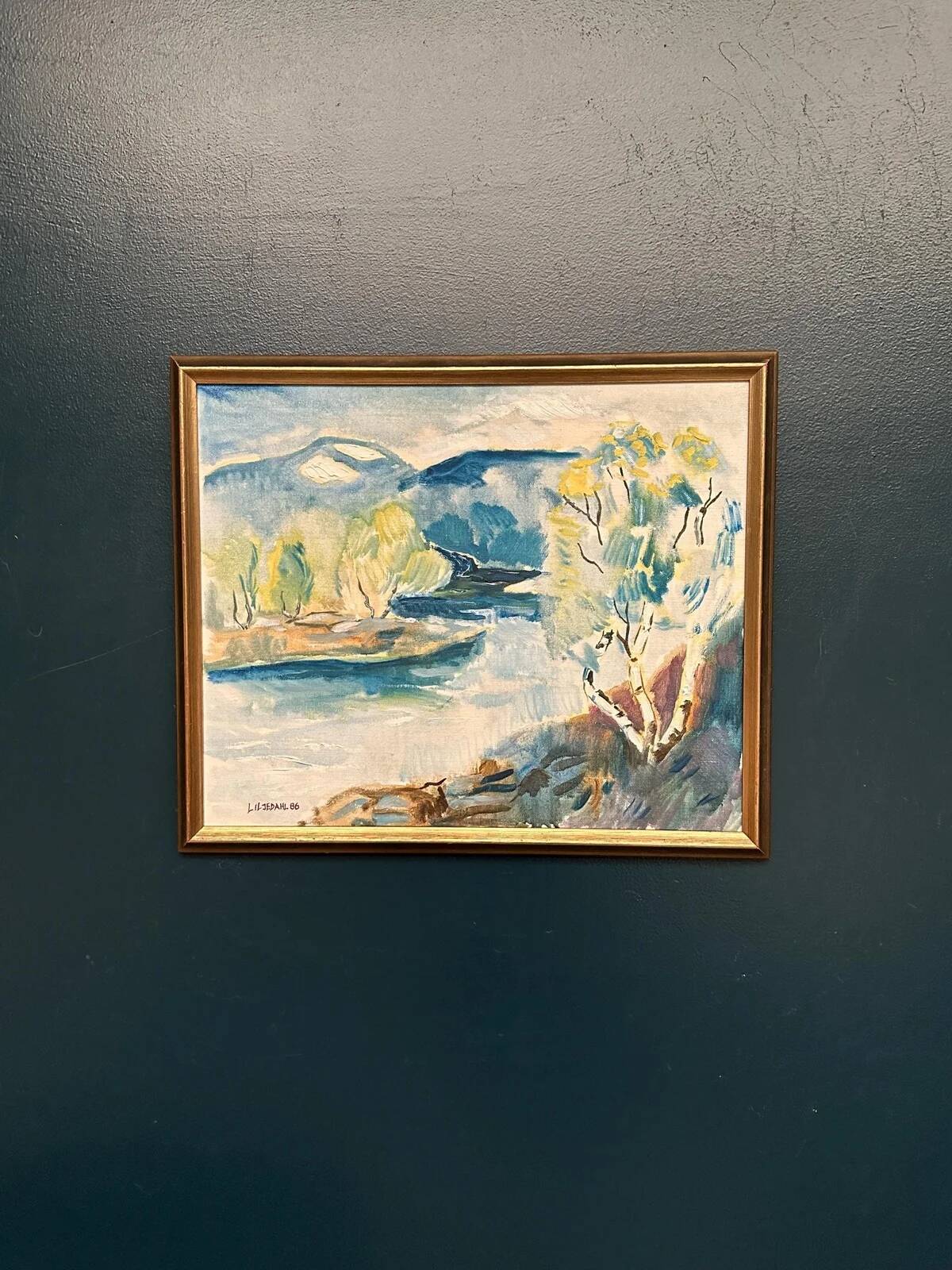 Original Swedish Oil on Canvas – “River” by Liljedahl – Signed – Dated 1986