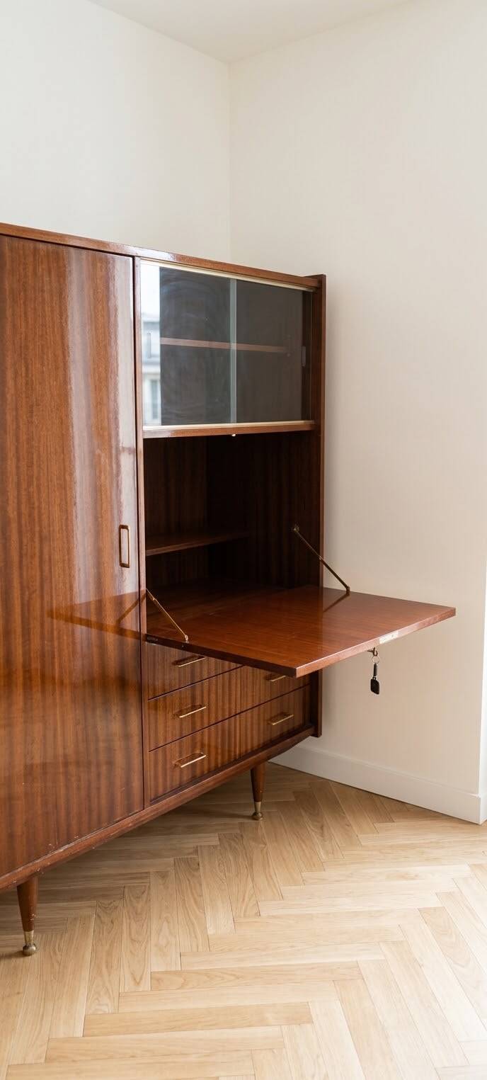 Vintage 1950s wooden secretary cabinet