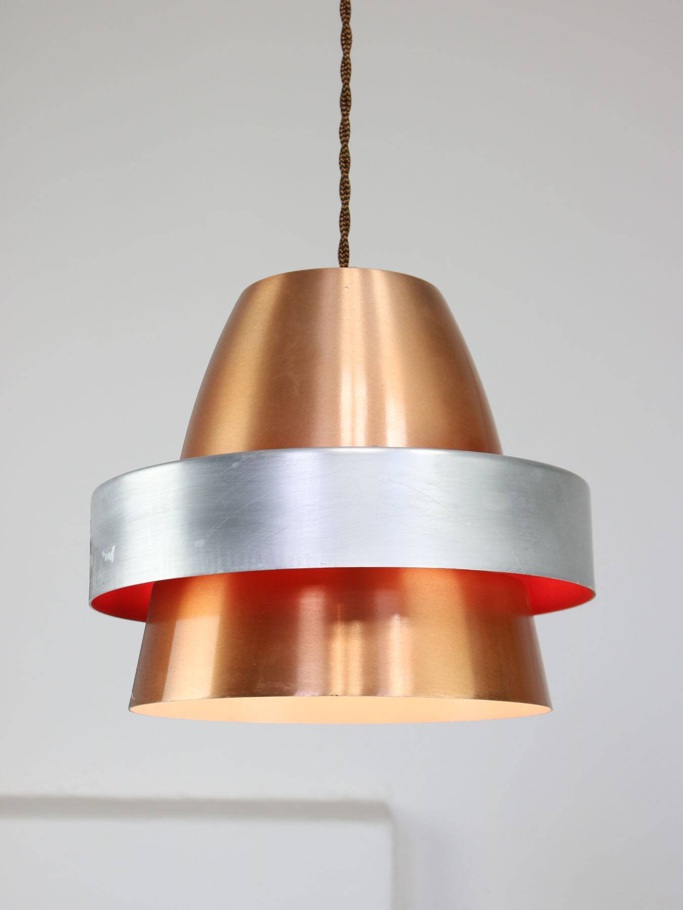 Italian  Aluminum Space Age Pendant Lamp in Copper color, 1970s