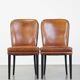 4 chaises de salle à manger en cuir de mouton marron