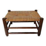 Vintage woven straw wooden stool