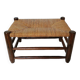 Vintage woven straw wooden stool