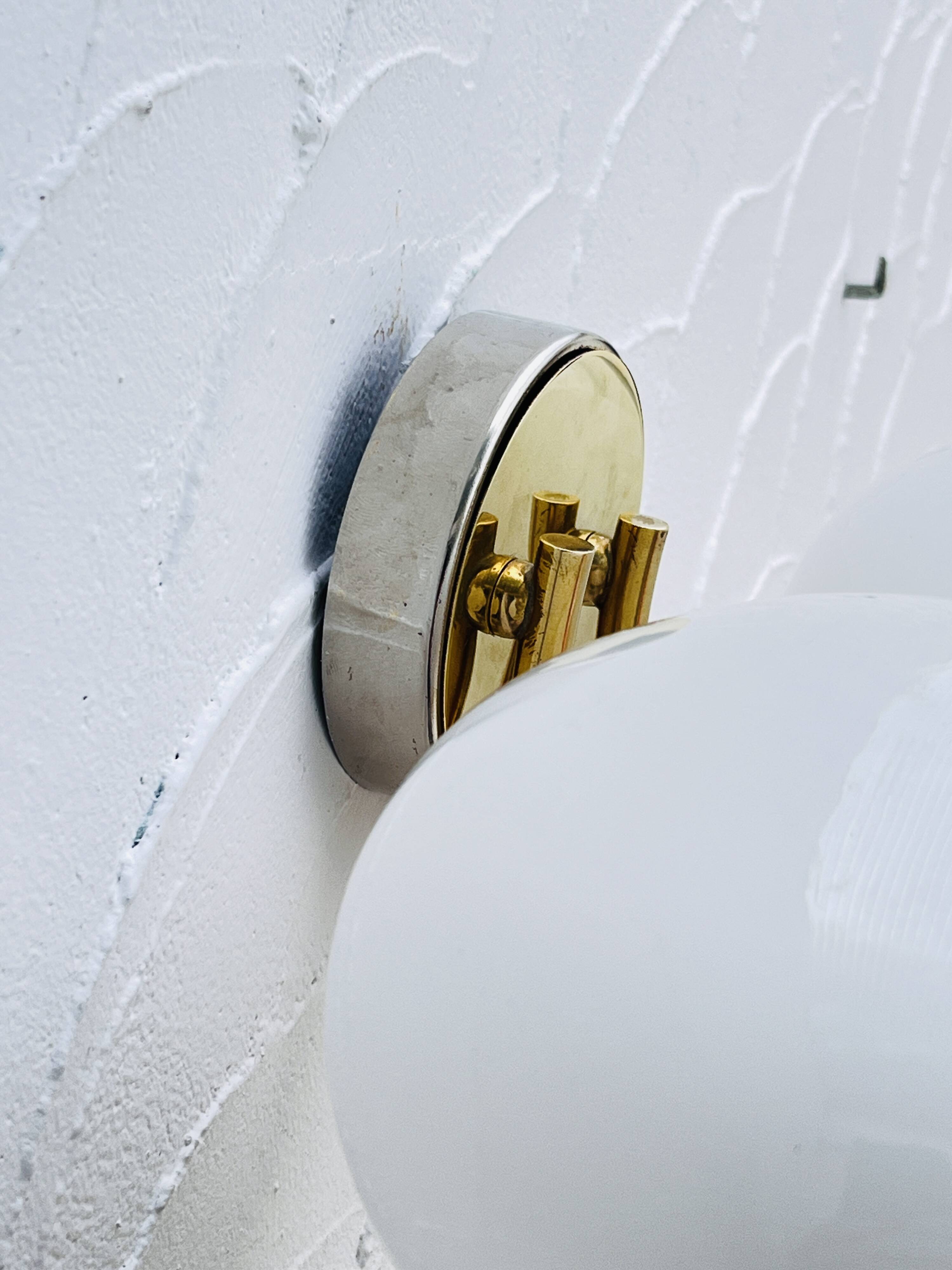 Double opaline brass wall light