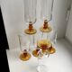Set of 6 champagne flutes with amber foot 70s