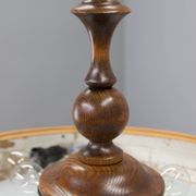 Large wooden art deco ufo chandelier, 1930s