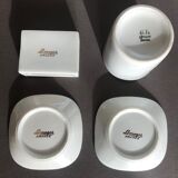 Set of cups, match case collection of old cars Limoges porcelain