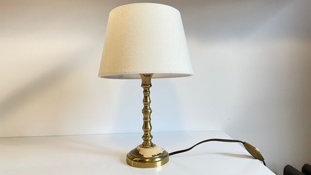 Solid brass lamp and fabric, 60s