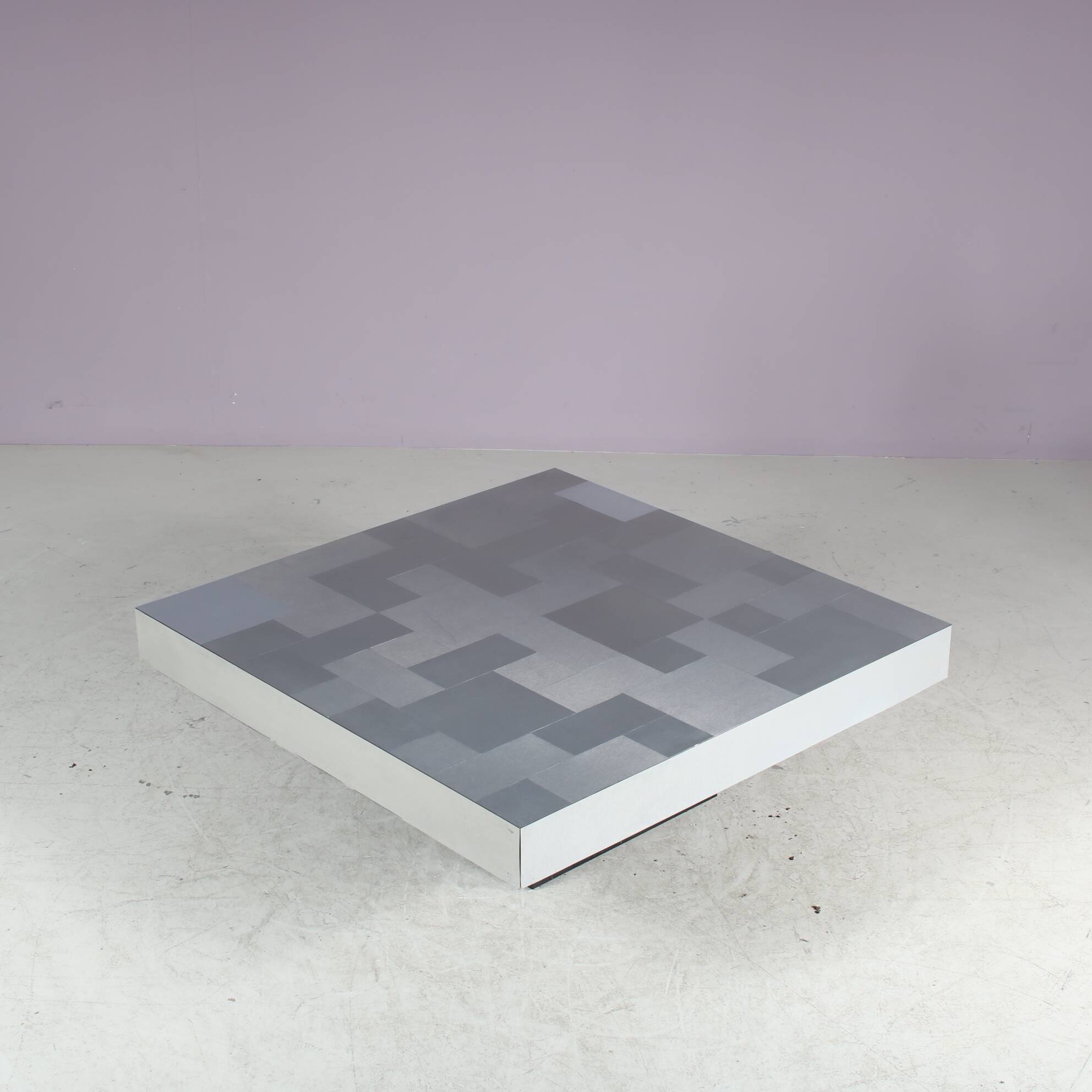 1970s Brushed aluminium coffee table from Italy