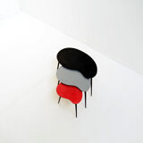 Colourful set of 1950s kidney shaped nesting tables