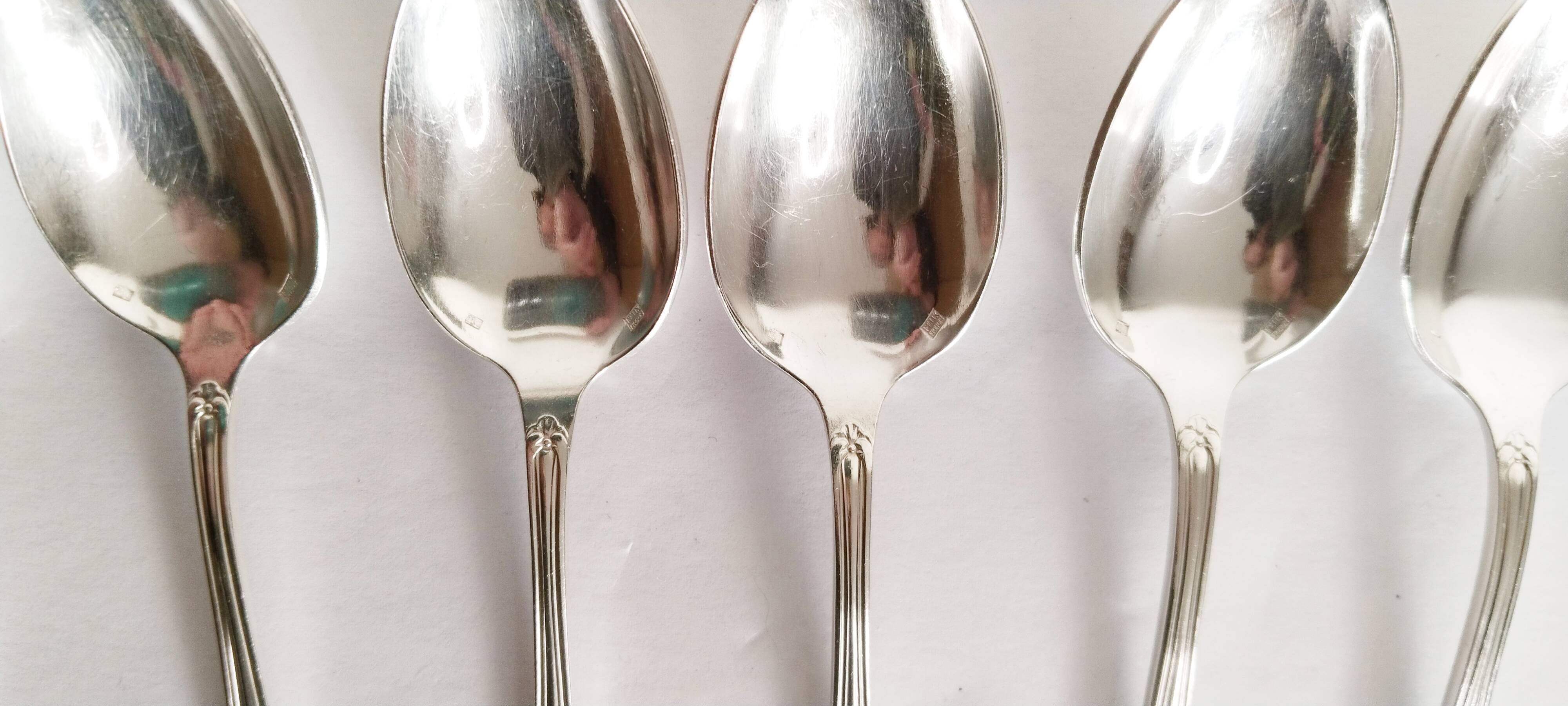 Dessert spoons, silver teaspoons, Félix Frères 18G