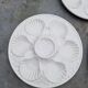 Set of 6 oyster plates with shells in white earthenware