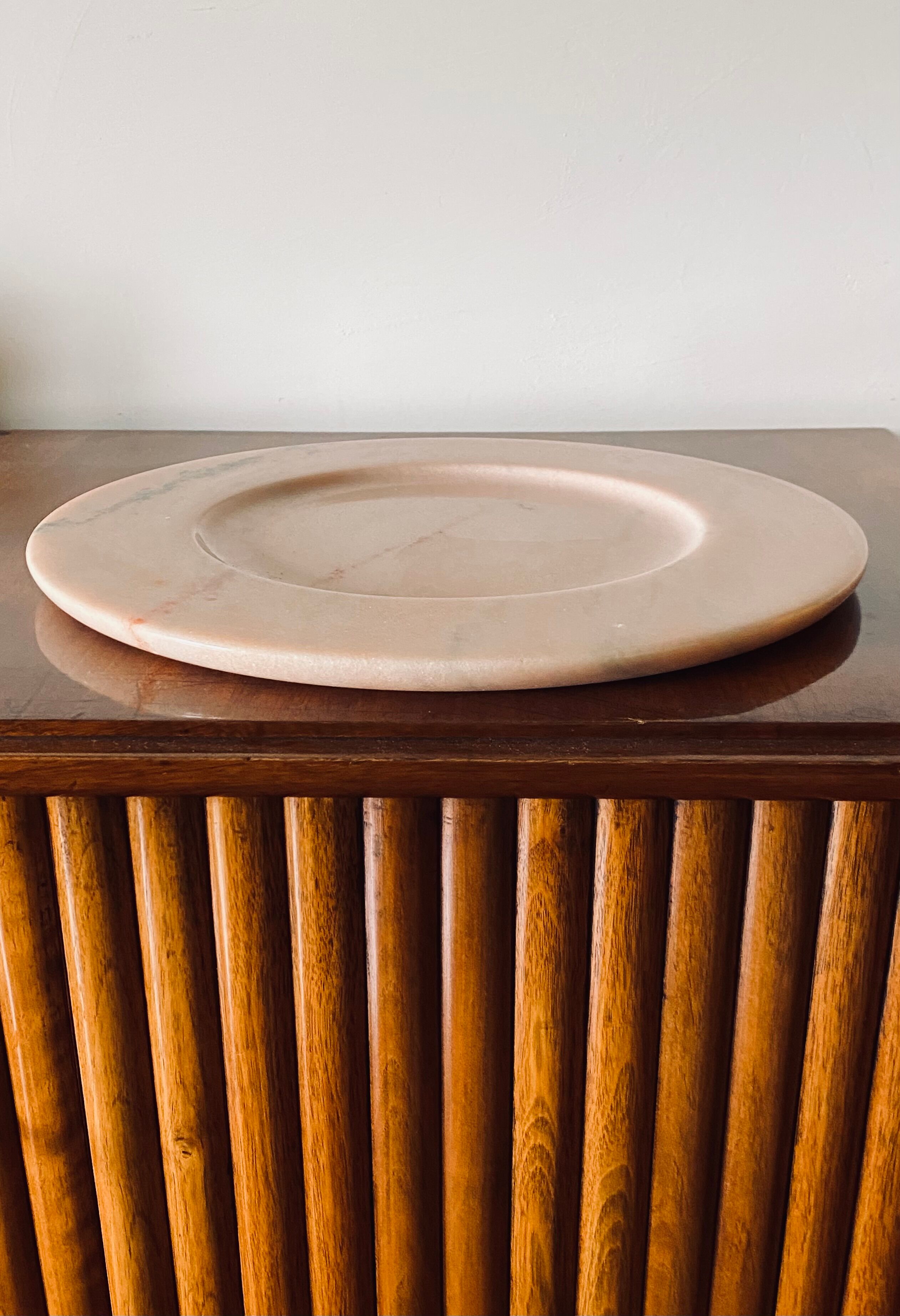 Pink marble centerpiece / tray, up&up italy, 1970s