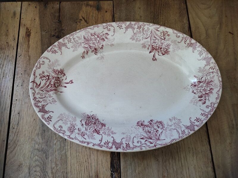 Oval porcelain dish earth of iron decoration Floreal dp 08822131