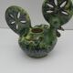 Rooster picflowers in glazed earth pottery of Annecy Saint-Jorioz 1960