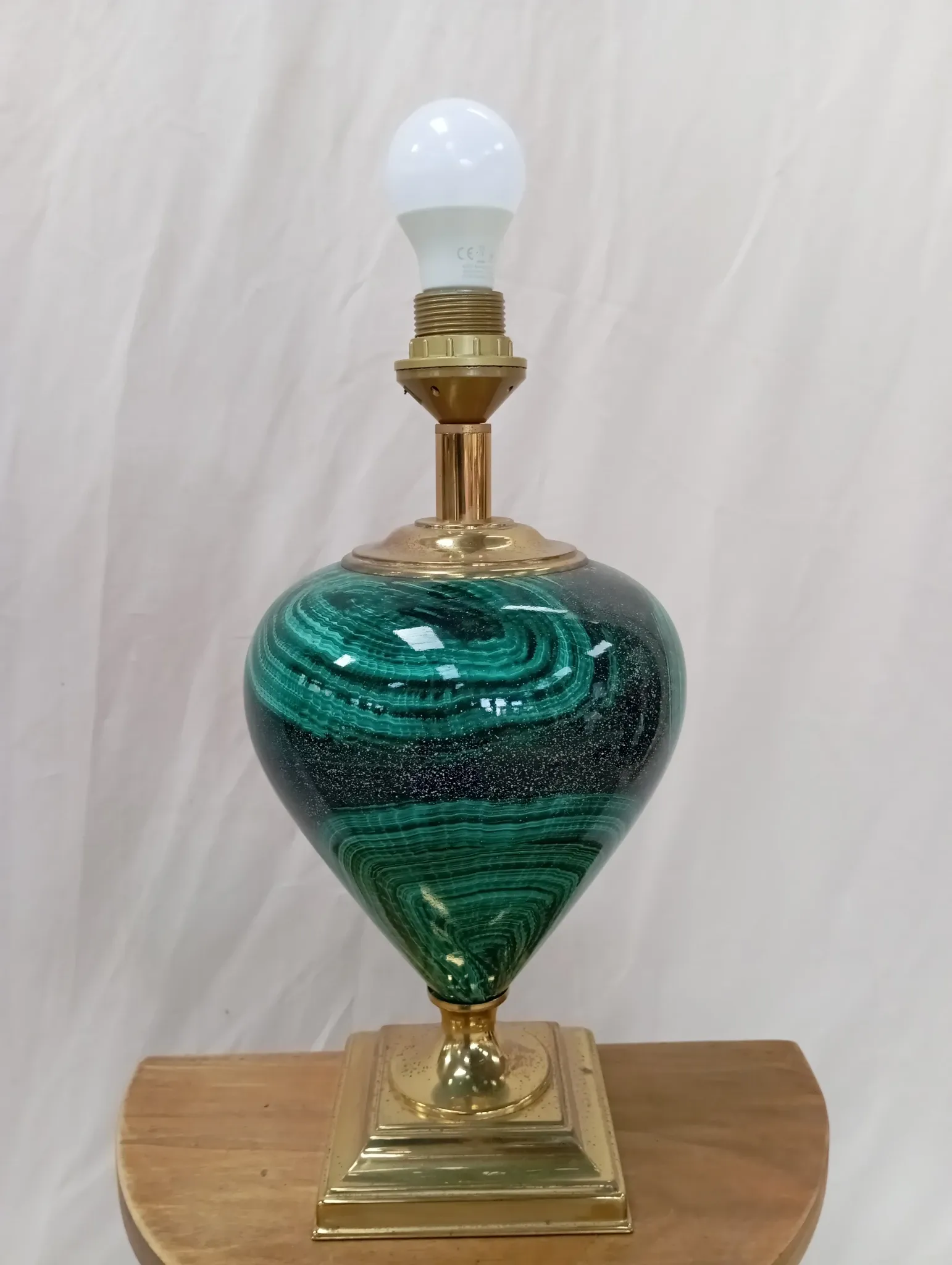 Ceramic lamp with gold metal from the 80s
