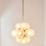 Space Age Sputnik Brass & Glass Globes Ceiling Light/Chandelier from Kaiser Leuchten, Germany, 1960s