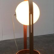 Swiss space-style floor lamp made of plastic and plywood from the 1960s.