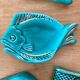 Lot de 2 plats poissons en barbotine vintage