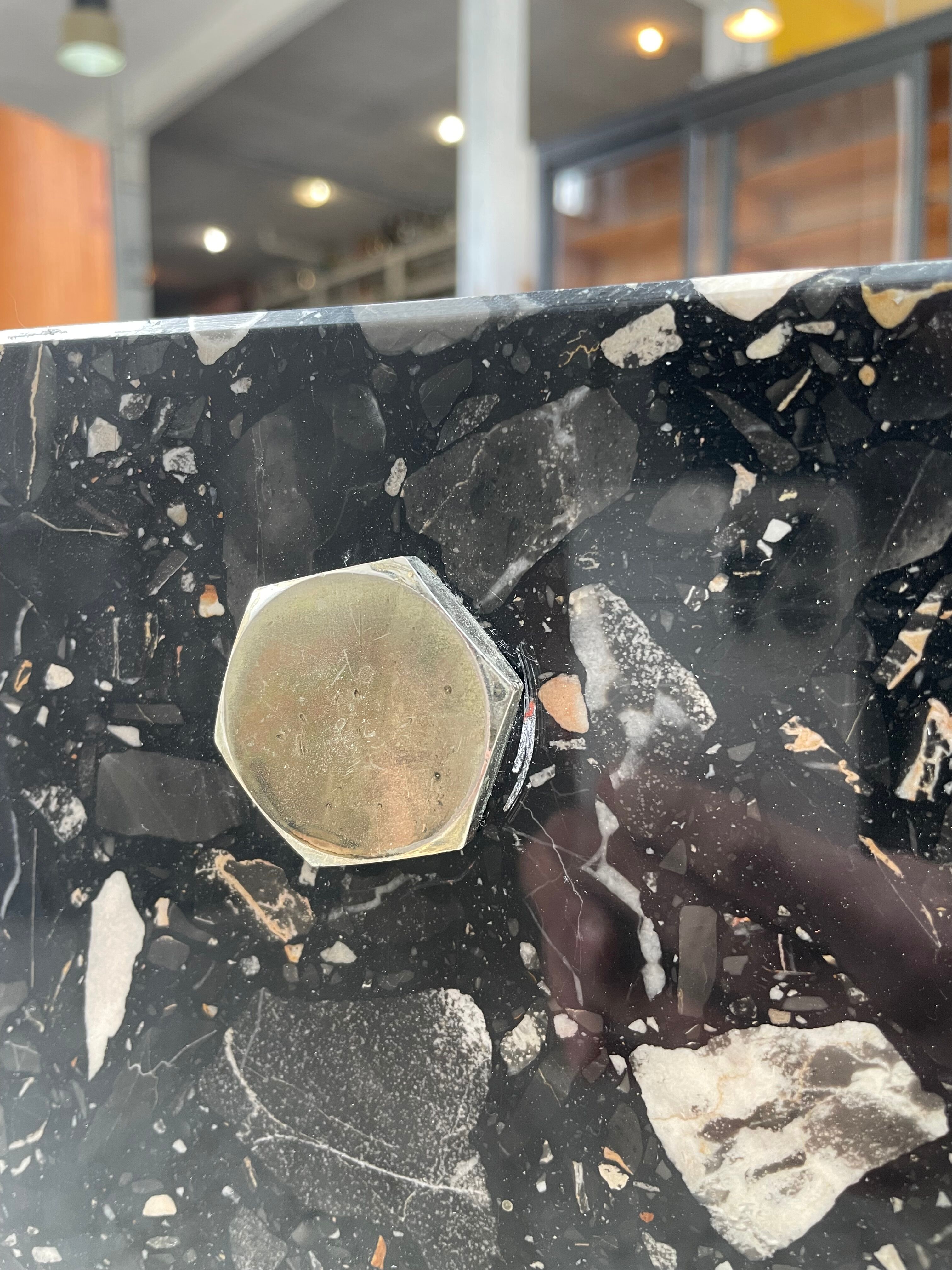 Coffee table year 80 Italian marble and glass