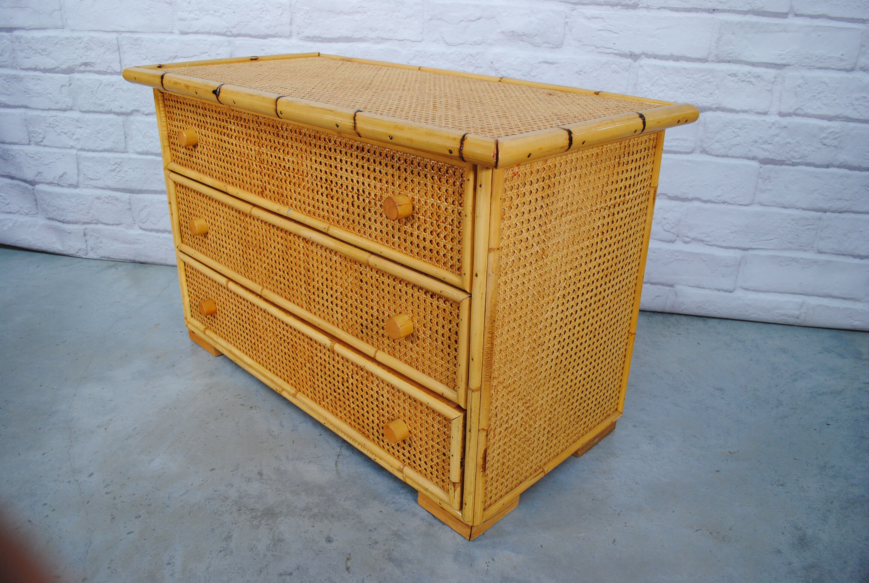 Chest of drawers bamboo and cannage, 1970s