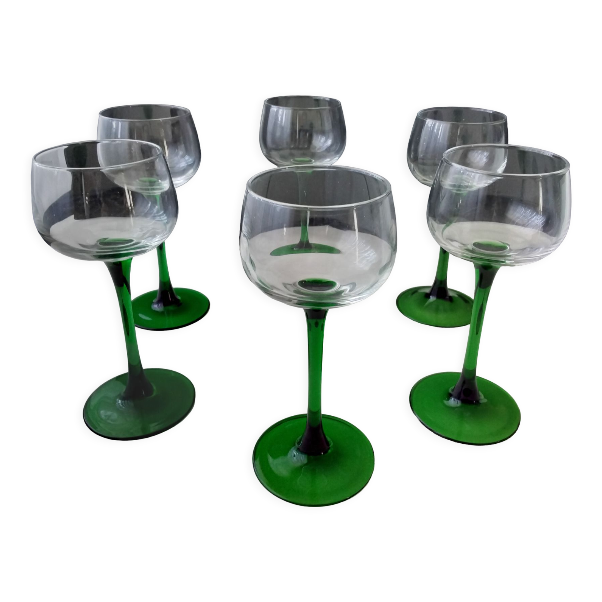 6 Alsace white wine glasses in plain glass