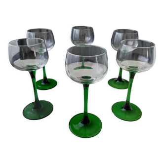 6 Alsace white wine glasses in plain glass