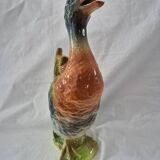 Old barbotine jug Saint Clément Mallard Duck A027