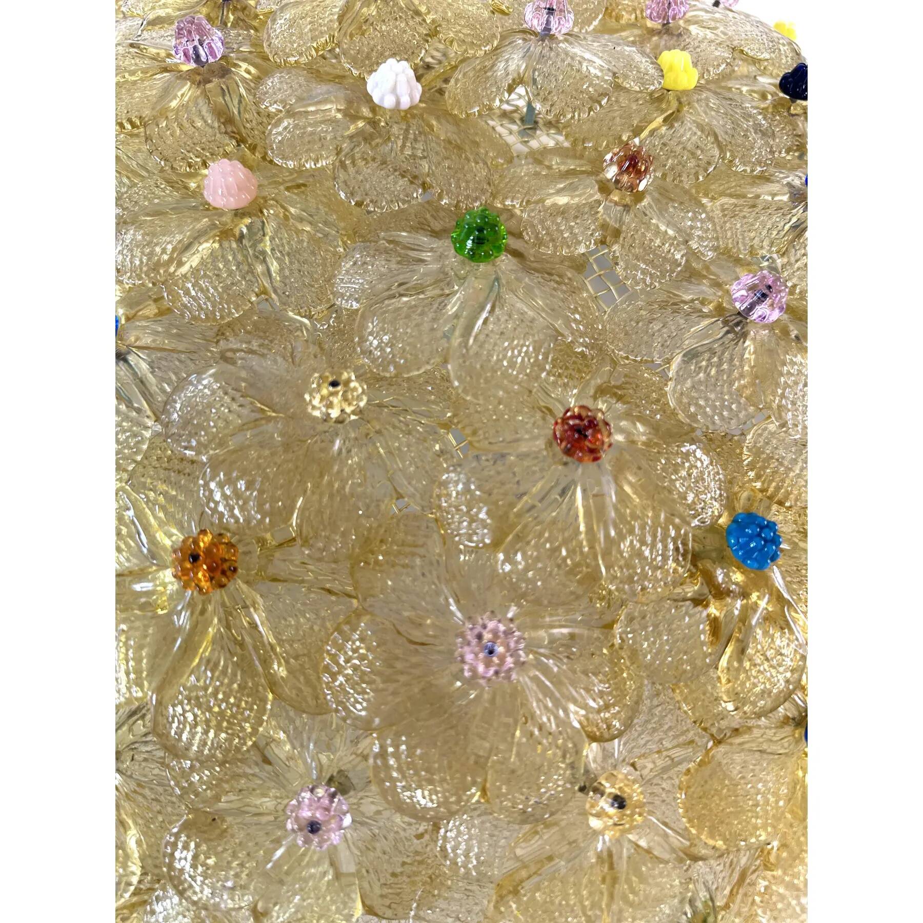 Venetian Gold Flowers and Multicoloured Murano Glass Flush Mount