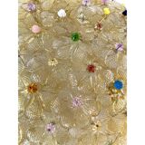 Venetian Gold Flowers and Multicoloured Murano Glass Flush Mount
