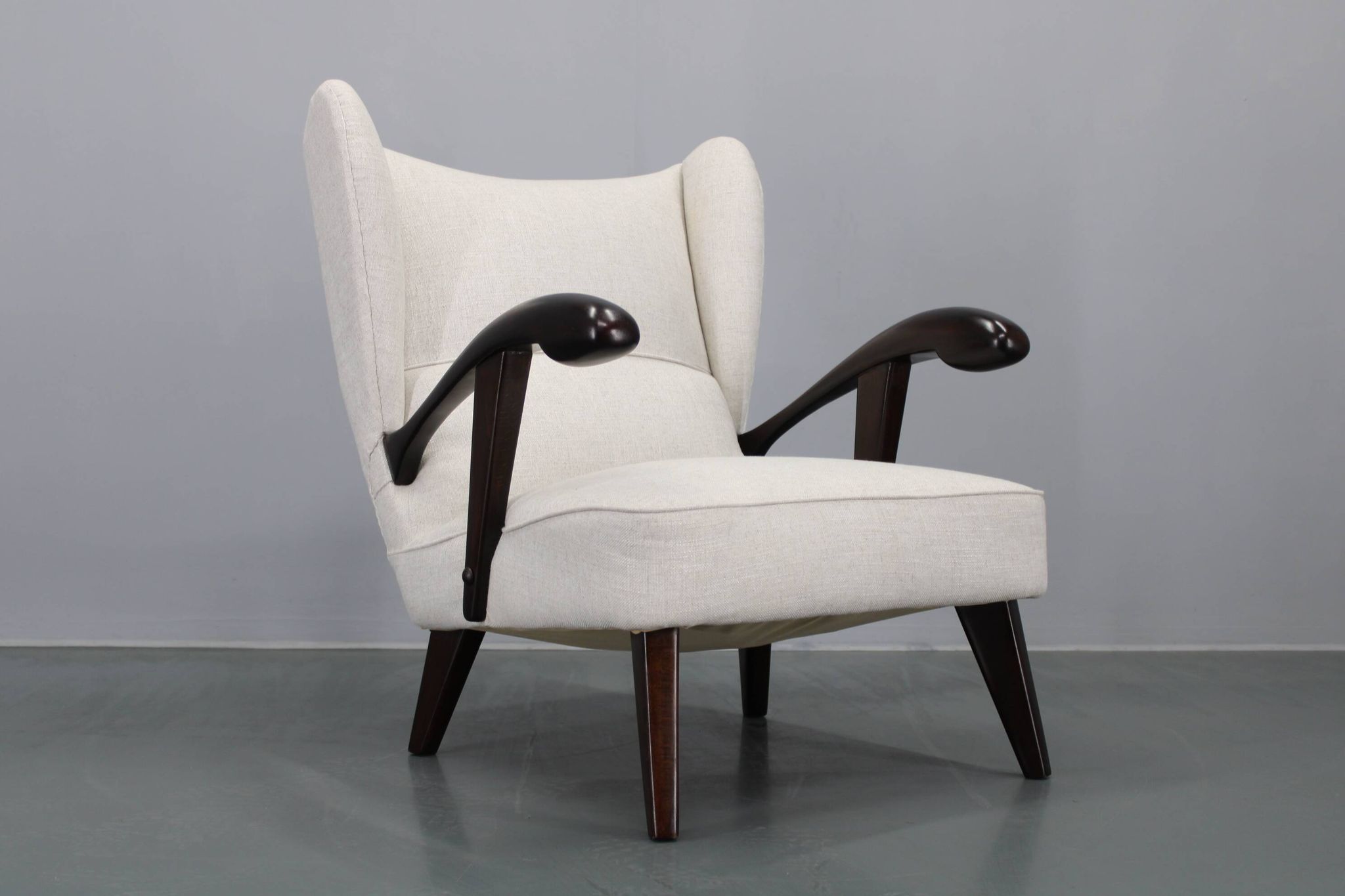 1950s Restored Wing Chair , Czechoslovakia