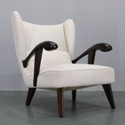 1950s Restored Wing Chair , Czechoslovakia