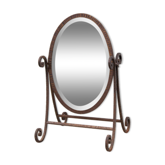 Art Deco beveled wrought iron mirror