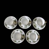 Vintage Hackefors cup plus saucer with leaf pattern from Sweden mid-century. Price per set.
