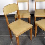 4 chaises vintage en cuir (jaune/ocre)
