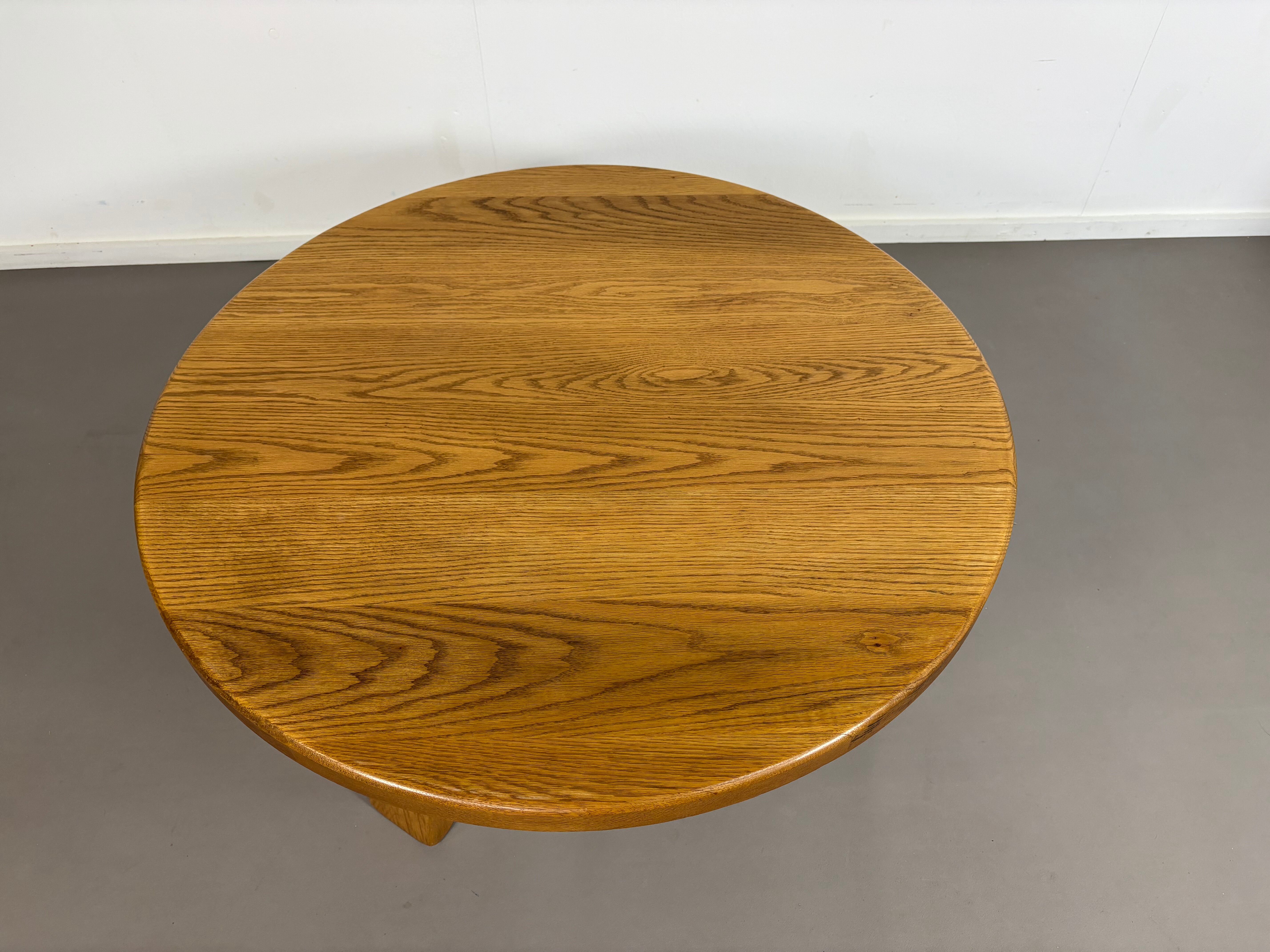 Round Oak Brutalist Round Coffee Table