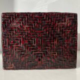 Vintage Chinese rectangular box in woven and lacquered bamboo