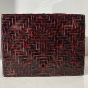 Boîte chinoise vintage de forme rectangulaire en bambou tressé et laqué