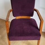 Pair of Bridge armchairs, aubergine velvet